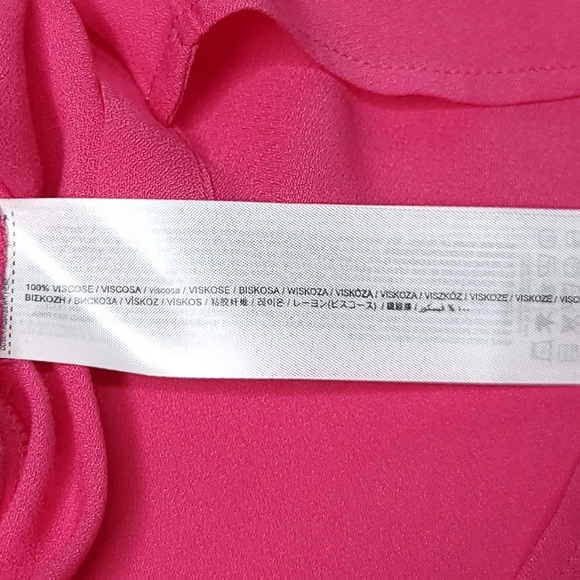 *** SOLD *** Mango Fru Fushia Chiffon Blouse Barbiecore Ruffled High Neck NWT XS - Picture 6 of 10